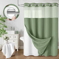 No Hook Shower Curtain and Liner Set,Green Hotel Waffle Shower Curtain with Liner 75" L x 72" W by Unknown