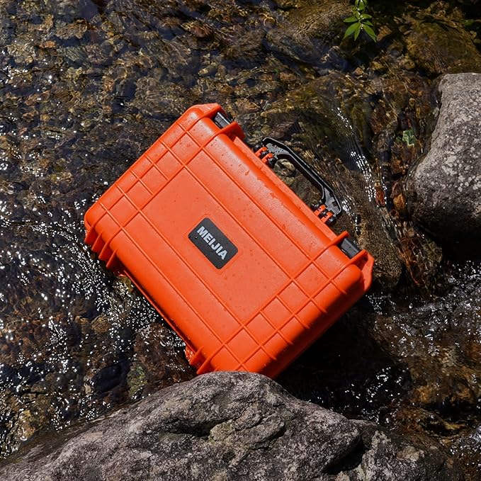 MEIJIA Portable All Weather Waterproof Protective Case,Hard Case,Camera Case With Customized Fit Foam,Fit Use of Drones,Camera,Equipments,Pistols,13.35 x11.63x5.98inches (Orange) - Image 5
