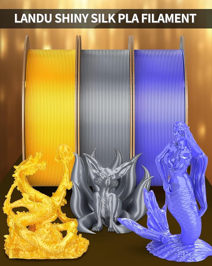 LANDU Silk PLA Filament 1.75mm Gold 1KG, 3D Printer Filament Dimensional Accuracy +/- 0.02mm, 1kg Cardboard Spool(2.2lbs), Neatly Wound 3D Printing Filament Fits for Most FFF 3D Printers, Gold - Image 5