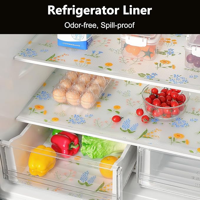 INNOLITES Shelf Liners for Kitchen Cabinets Non-Adhesive Drawer Liner with Floral, Waterproof Durable Easy to Clean, for Refrigerator, Shelves (Colorful Floral, 23.6" x 236") - Image 4