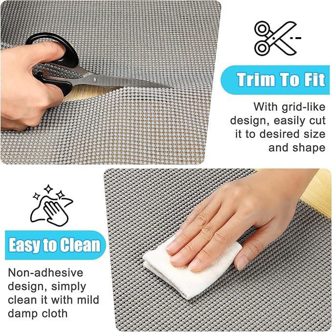 Songrey Non-Adhesive Drawer and Shelf Liner, Non Slip Cabinet Liners, Protect Kitchen Cupboard, Bathroom Drawers, Breathable, Thick Strong Grip mat (23.6IN x 20FT, Cream) - Image 5