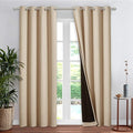 NICETOWN Living Room Completely Shaded Draperies, Privacy Protection & Noise Reducing Ring Top Drapes, Lined Insulated Window Treatment Curtain Panel (Biscotti Beige, 1 Piece, W52 x L84) by NICETOWN