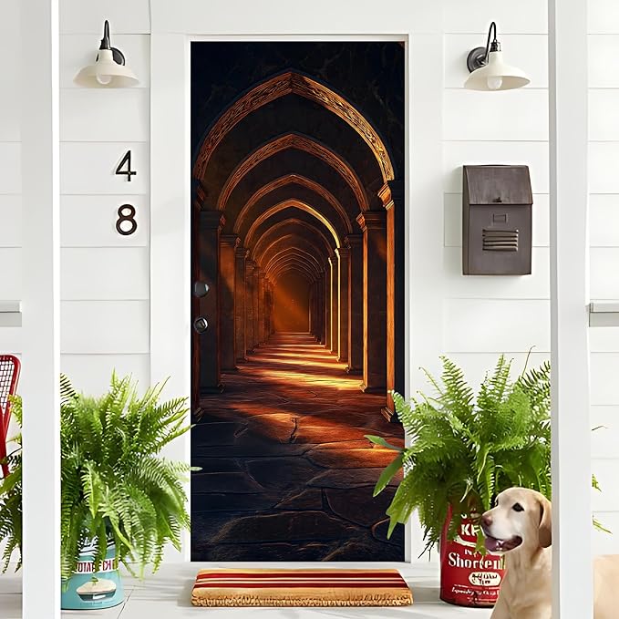 3D Door Decals Stickers, Peel Stick Wall Murals Vinyl Wallpaper Self-Adhesive Mural Door Covers Decorative for Furniture Home Decor Wrinkle-Resistant Waterproof - Image 4