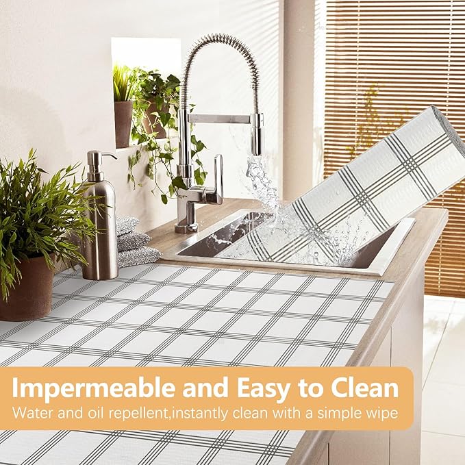 Drawer Shelf Liner Non Adhesive, Slip Resistant Easy to Clean Protect Kitchen Mats Thickened Strong Grip for Cabinet, Pantry, Tool Box, Cupboard, Dresser, Bathroom (White Stripe, 12 in x 20 FT) - Image 7
