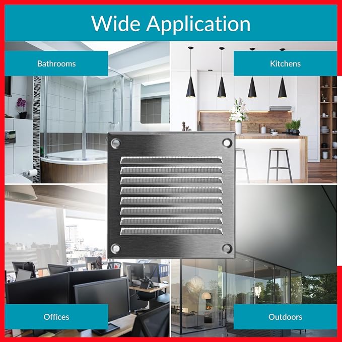 2x2 Vent Cover (Duct Opening) - HVAC Return Air Grille for Wall and Ceiling - Stainless Steel AC Vent Cover with Mesh - Rectangular Ventilation Register - Overall Size: 3.94" W x 3.94" H - Image 7