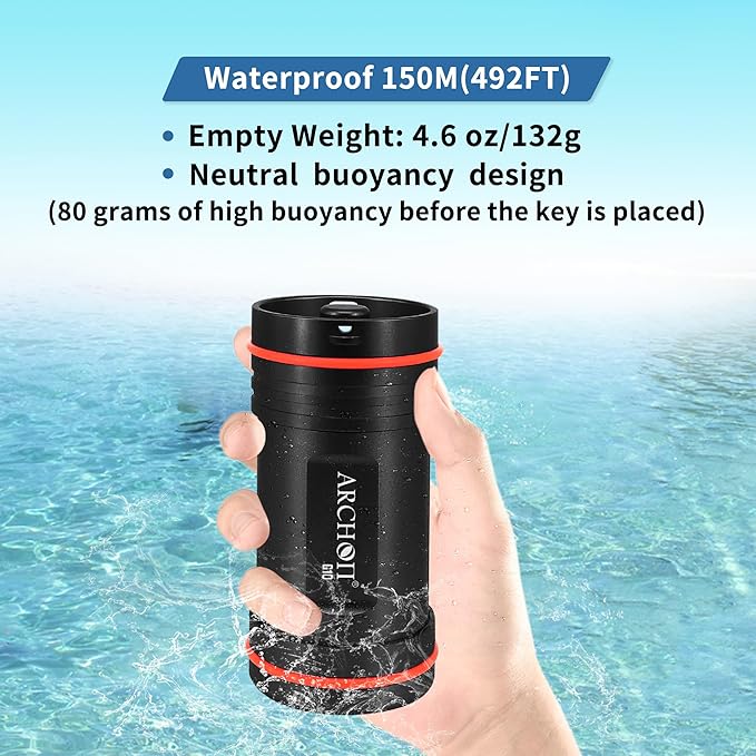 ARCHON Aluminum Alloy Waterproof Car Key Holder FOB Case, Keychain Dry Storage Box for Swimming,Diving Essential, Small Bag Kit for Boating - Image 5