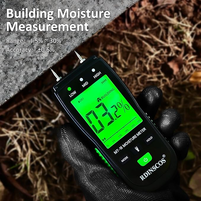 RDINSCOS Moisture Meter for Firewood Digital Wood Moisture Tester Firewood and Lumber Water Leak Detector for Wall,Lumber, building,Firewood,Humidity Tester - Image 3