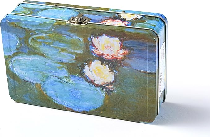 DAHO Metal Storage Box with Hinge for Office, School, Home, Makeup, Arts & Crafts and Accessories (Water Lilies) by Unknown