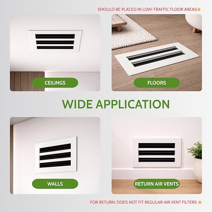 Modern Air Vent Cover 10x6 (Duct Opening) – Aluminum Linear Slot Diffuser, Decorative White HVAC Register with Slim Design for Wall & Ceiling, Quiet & Adjustable Airflow - Image 7