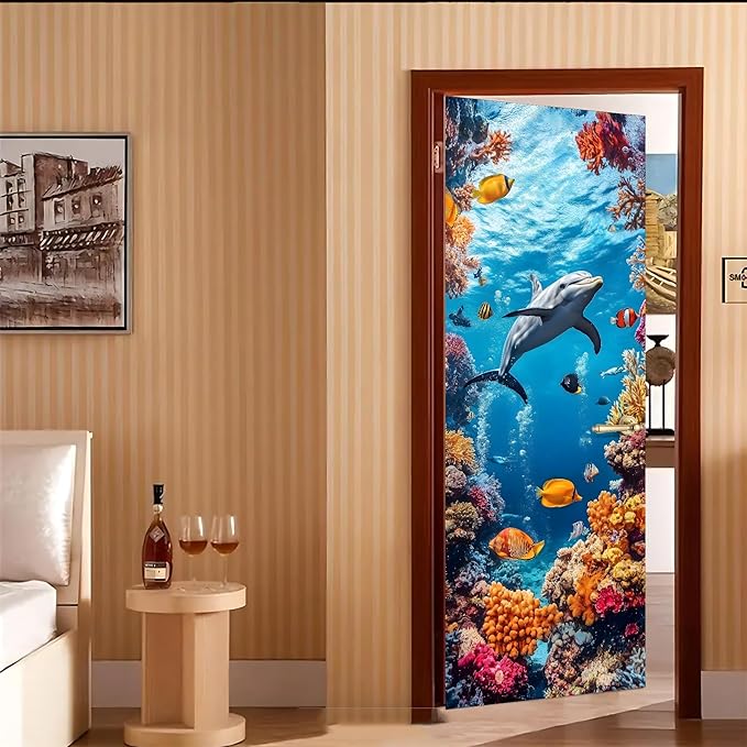 3D Door Decals Stickers, Peel Stick Wall Murals Vinyl Wallpaper Self-Adhesive Mural Door Covers Decorative for Furniture Home Decor Wrinkle-Resistant Waterproof - Image 7