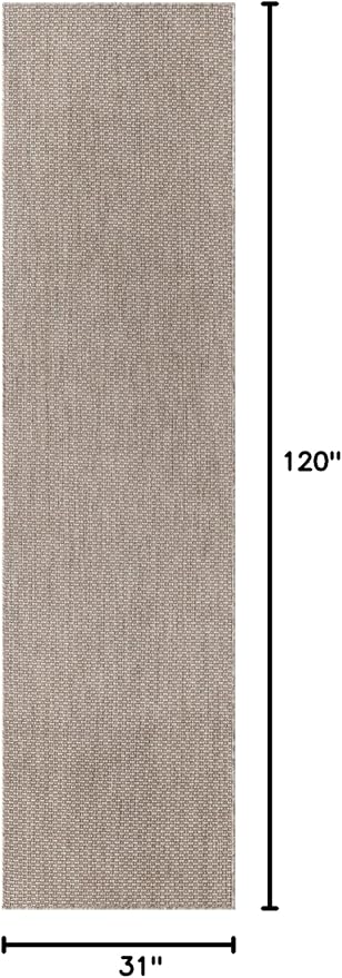 Unique Loom Collection Casual Transitional Solid Heathered Indoor/Outdoor Flatweave Area Rug (2' 7" x 10' Runner, Beige/Ivory) - Image 2