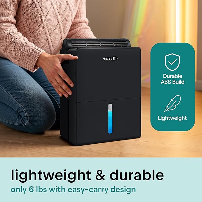 SereneLife Dehumidifier, Quiet 2-in-1 Thermoelectric & Desiccant Dehumidifiers for Home, 85 oz Tank Drying Base w/Small Room Attachment, Smart Humidity Control for Basement, Bathroom, Bedroom, Closet - Image 5