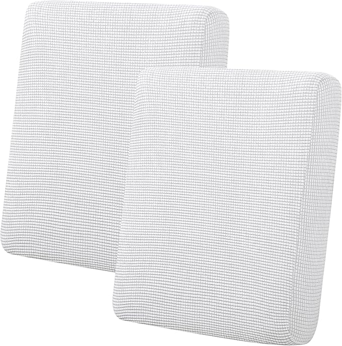 Easy-Going Stretch Individual Loveseat Couch Cushion Cover Sofa Cushion Furniture Protector Sofa slipcover Soft Flexibility with Elastic Bottom (2-Piece Loveseat Cushion Cover, Snow White) by Easy-Going
