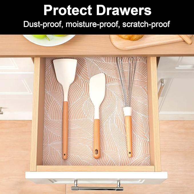 Cooyes Shelf Liners for Kitchen Cabinets, Refrigerator Liners Waterproof & Oil-Proof Kitchen Cupboard Liner Drawer Mats EVA Material Non Adhesive Fridge Liner for Shelves（23.6" W x 118" L） - Image 2