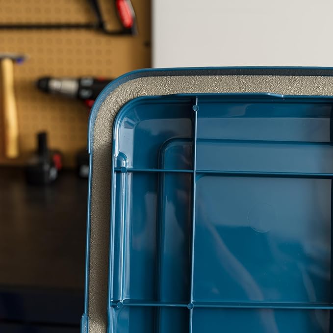 IRIS USA WeatherPro 103 Qt Eco-Friendly Storage Bins with Lids, 2 Pack, BPA-Free Plastic Gasket Box with Tight Latch and Seal, Stackable Nestable Tote Tub - Navy - Image 8