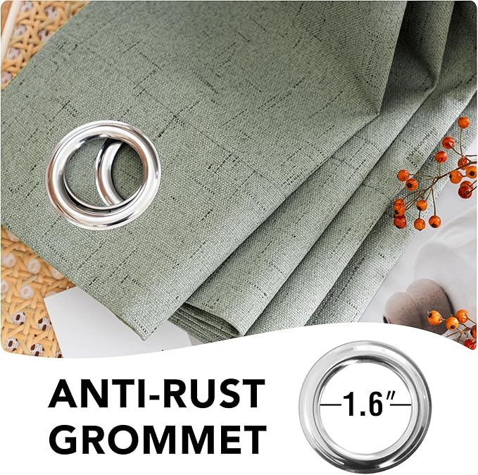 H.VERSAILTEX 100% Blackout Curtains for Bedroom Thermal Insulated Linen Textured Curtains Heat and Full Light Blocking Drapes Living Room Curtains 2 Panel Sets, Green Bay, 52x45 Inch - Image 6