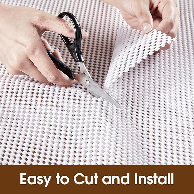 Shelf Liner for Kitchen Cabinet, Drawer Liners Non Slip Non Adhesive Thick Mat, Breathable Dresser Pantry Bathroom Protector, White, 24" x 360" - Image 4