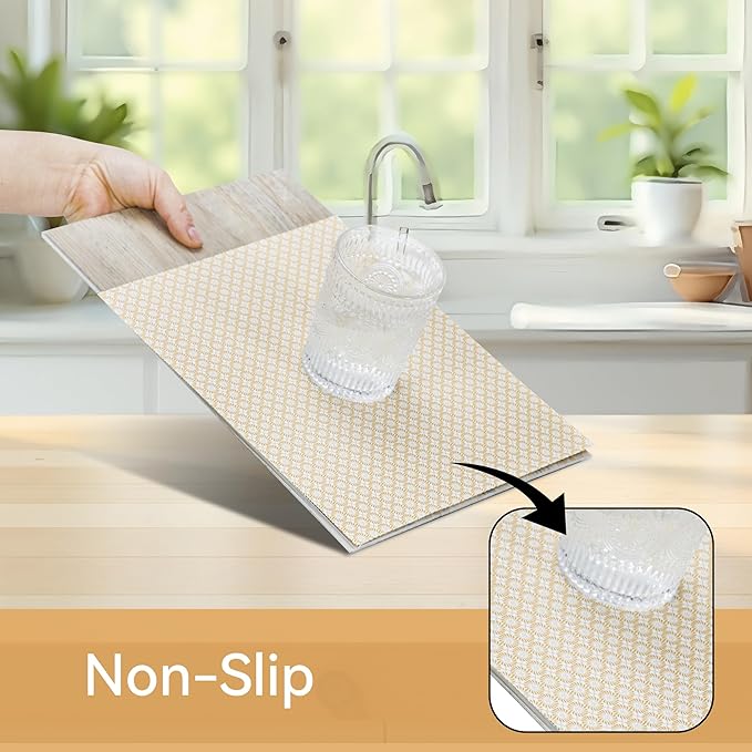 FIFTY FEET 18"x96" Non-Adhesive Shelf Liner for Kitchen Cabinets and Drawers, Washable Non-Slip PVC Cabinet Liner (Yellow Circle)(4 Roll) - Image 2