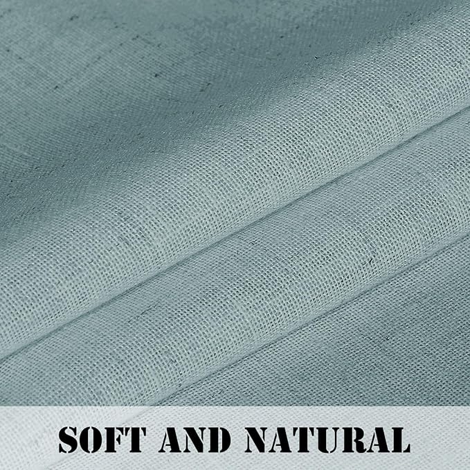 H.VERSAILTEX Linen Curtains Elegant Natural Linen Semi Sheer Curtains Energy Light Filtering Rod Pocket Window Treatments Panels for Living Room (Set of 2, Cloud Blue, 52 inch W X 84 inch L) - Image 4