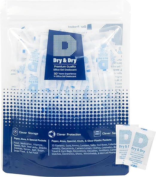 Dry & Dry 0.5(Half) Gram [300 Packets] Silica Gel Packets Desiccants Silica Gel Packs - Food Safe Silica Packets Silica Gel Desiccant Packs for Storage by DryDry