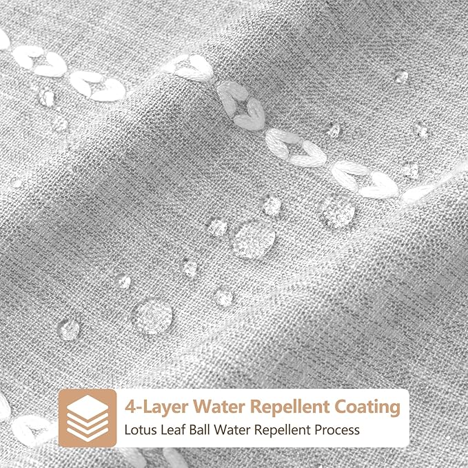 72 x 84 inch Extra Long Boho Chic Shower Curtain Heavyweight with Tassels, Grey Linen Textured Fabric Farmhouse Shower Curtain, Elegant Gray & White Striped Bathroom Curtain Water Repellent - Image 3