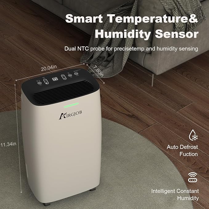 32-Pint Dehumidifier for Basement and Large Room - 2000 Sq. Ft, Quiet Dehumidifier for Large Capacity Room Home Bathroom Basements - Auto Continuous Drain Remove Moisture with Child Lock - Image 3