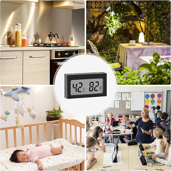 Digital Hygrometer Thermometer with LCD Display Indoor Temperature Gauge Humidity Meter for Home or Greenhouse (Black, 4 Pack) - Image 8