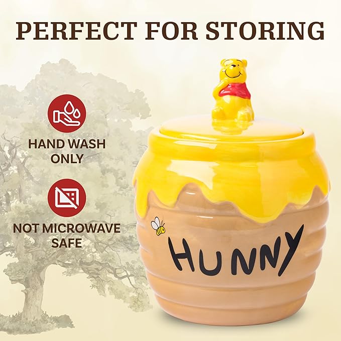 Silver Buffalo Disney Winnie the Pooh Honey "Hunny" Pot Sculpted 3D Hand Painted Ceramic Snack Cookie Jar (Small) - Image 4