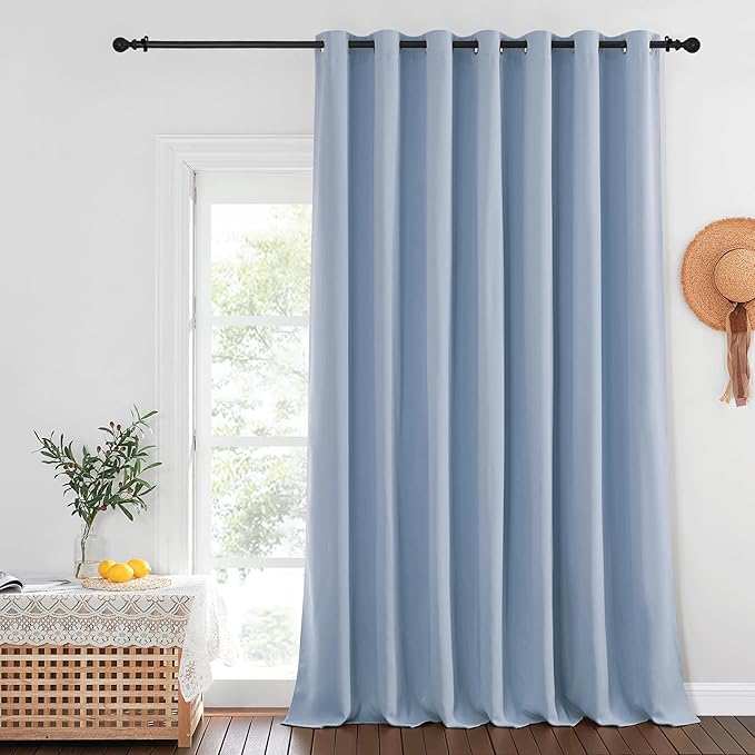 NICETOWN Patio Door Curtain Sound Blocking, Bedroom Privacy Room Divider Curtain, Thermal Insulated Blackout Closet Sliding Door Shade (1 Panel, 100" Wide x 120" Long, Vintage Blue) by NICETOWN