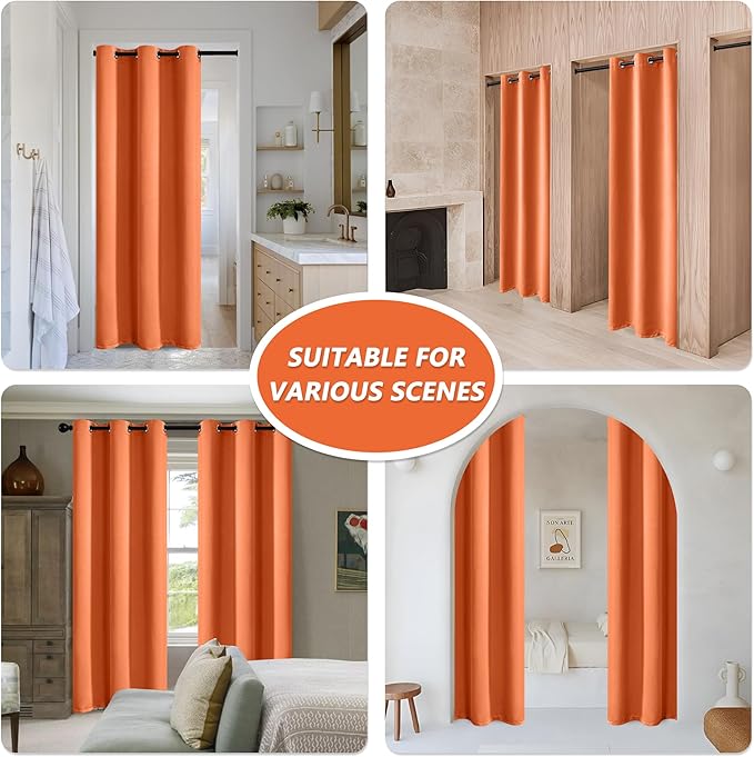 MYSKY HOME Orange Blackout Curtain for Bedroom, Single Panel Curtains for Living Room 80 Inch Long Curtains Grommet Thermal Insulated Room Darkening Curtain 1 Curtain Panel 52 x 80 Inch Burnt Orange - Image 6