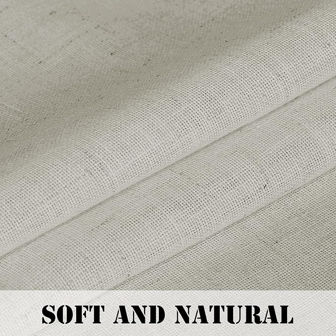 H.VERSAILTEX Linen Curtains Elegant Natural Linen Semi Sheer Curtains Energy Light Filtering Rod Pocket Window Treatments Panels for Living Room (Set of 2, Pale Oak, 52 inch W X 108 inch L) - Image 4