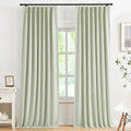 Kayne Studio Soft Green Pinch Pleated Full Blackout Curtains 102", Linen Blend Thermal Insulated Soundproof Room Darkening Back Tab Window Drapes with Hooks for Living Room Bedroom(2 Panels, 40"x102") by KayneStudio