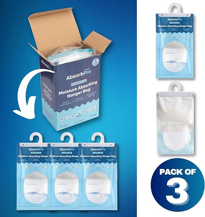 Moisture Absorbing Hanger Bag Fragrance Free - 3-Pack - 16 oz Hanging Dehumidifying Packs for Home, Kitchen, Bedroom, Bathroom, Closet, Small Rooms, Cars - Image 7