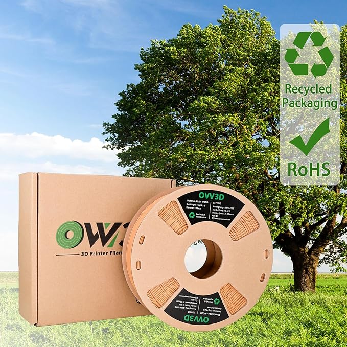 OVV3D PLA Filament 1.75mm, Wood 3D Printer Filament, Yellow Teakwood Filament Add More Than 30% Real WoodFiber, Matte and Frosted 3D Filament, 1.75 PLA Filament 3D Printing Filament - Image 7