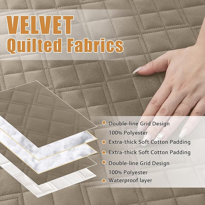 Arfntevss Waterproof Sectional Couch Covers L Shape Washable Velvet Sofa Cover for Sectional Non Slip Large Corner Slipcovers Dog 6 Pcs Universal U Shaped Furniture Protector (Camel, X-Large) - Image 3