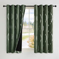 NICETOWN 100% Blackout Curtains 63 inch Length 2 Panels, Dark Mallard, 52" x 63", Noise Reducing Thermal Insulated Wave Line Foil Print Design Blackout Curtains for Hall Closet Villa Door by NICETOWN