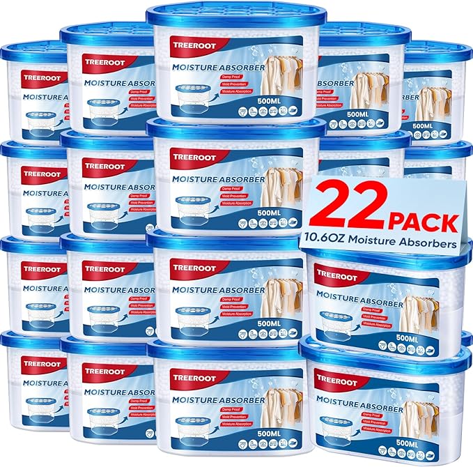 22Pack Moisture Absorbers, 10.6OZ Humidity Absorber Bucket, Moisture Absorbers for Closet, Dehumidifier Bucket for Wardrobes、 Kitchens and Bathrooms, Fragrance Free Humidity Absorber by Unknown
