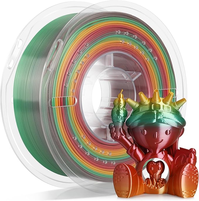 LANDU Silk Rainbow PLA Filament 1.75mm, 3D Printer Multicolor Filament, Color Changing Filament 1kg (2.2lbs) 1 Spool, Dimensional Accuracy +/- 0.02 mm by LANDU