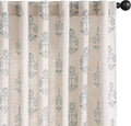jinchan Linen Floral Curtains for Living Room 84 Inch Length Blue Flower Cottage Core Farmhouse Curtains Rod Pocket Back Tab Boho Semi Sheer Window Drapes Bedroom Set 2 Panels Blue on Beige by JINCHAN