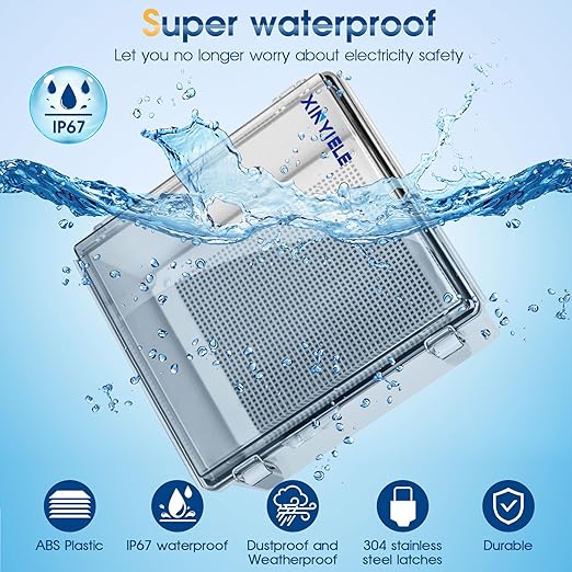 Waterproof Outdoor Project ABS Plastic Junction Box IP67 Weatherproof Dustproof Enclosure with Hinged Cover, Mounting Plate,Wall Brackets for Power Project (Clear, 11.8"x11.8"x7.1") - Image 2