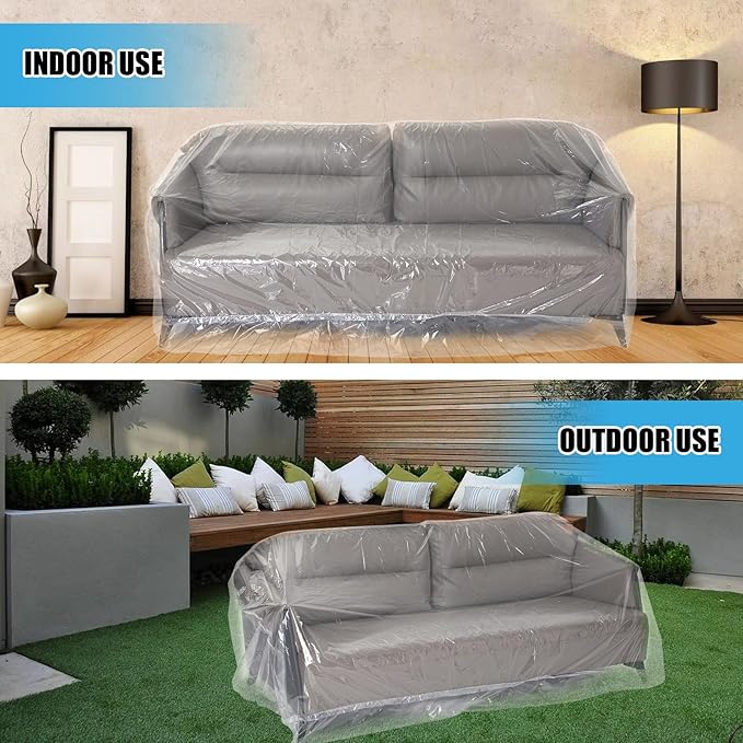 Plastic Couch Cover,Clear Sofa Cover,Waterproof Furniture Covers for Moving and Storage,Couch Cover Moving Bags for Sofa,Plastic Sofa Bag Furniture Protectors,Sofa Slipover,Recliner Cover - Image 6