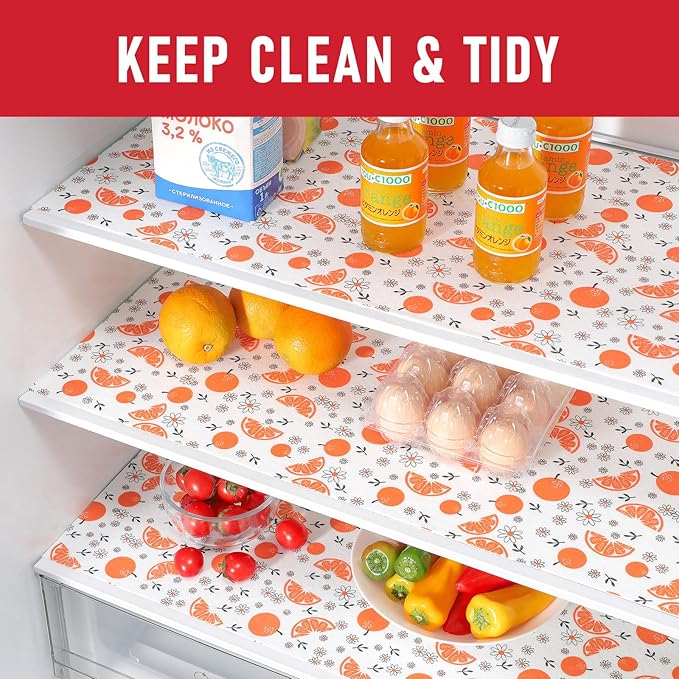 Cooyes Shelf Liners, 2-in-1 Non-Slip Fridge Mats, Absorb Excess Moisture, Machine Washable, No-BPA Multiple Sizes for Glass Shelves, Kitchen Cabinets, Drawers (12 W x 24 L Inches, Dasiy-6 Pack) - Image 2