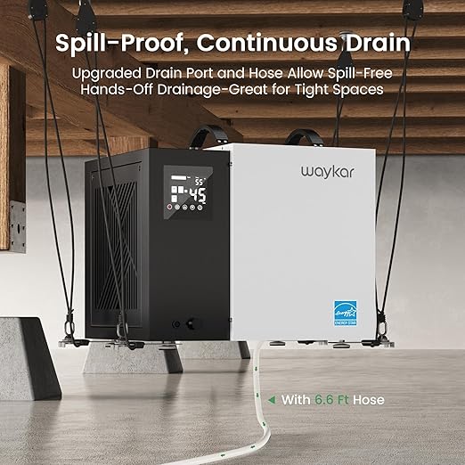 Waykar 70 Pint Energy Star Crawl Space Dehumidifier with Drain Hose, Commercial Dehumidifier for Basements and Home, for Spaces up to 5000 Square Feet, Smart Humidity Control - 5-Year Quality Coverage - Image 5