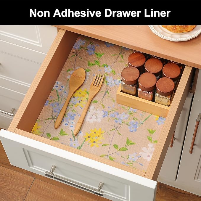 Cooyes Shelf Liner – Premium Non-Adhesive Cabinet & Drawer Liner for Kitchen – Waterproof Shelf Paper with Modern Pattern – Durable EVA Cabinet Mat – Easy to Cut （12" W x 240" L） - Image 3