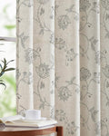 jinchan Linen Curtains Floral Curtains 96 Inch Length for Living Room Bedroom Light Filtering Rod Pocket Back Tab Jacobean Curtains Flax Linen Texture Window Drapes Set 2 Panels Dark Grey on Linen by JINCHAN