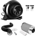 iPower 4 Inch 195 CFM Inline Fan, Air Carbon Filter, 8 Ft Al Foil Ducting, Speed Controller and Rope for Grow Tent, Ventilation & HVAC Heating Cooling by iPower