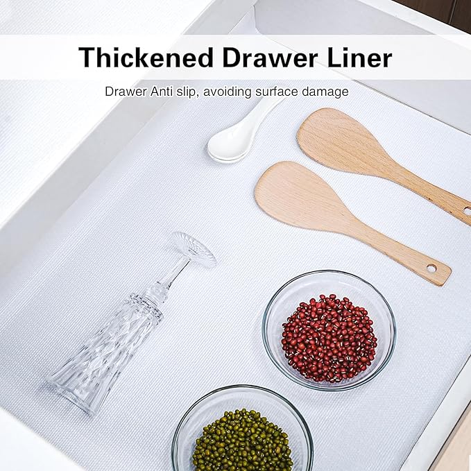 Drawer and Shelf Liner for Kitchen Cabinet,Non-Adhesive Cabinet Liner 12in x 20FT,Waterproof Shelf Paper Non-Slip Mats Cupboard Liners Contact Protect Dresser/Shelves/Table-White - Image 3