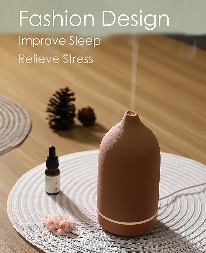 Essential Oils for Diffusers for Home,Ceramic Diffuser for Essential Oils,Handmade Aroma Diffuser 100ML (Pottery Red) - Image 4