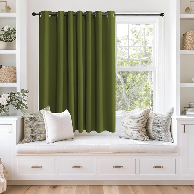 NICETOWN Blackout Curtains 63 inches Long for Living Room Bedroom, Grommet Thermal Insulated Room Divider Drape Window Treatment for Sliding Patio Door, W100 x L63, 1 Panel, Olive Green by NICETOWN