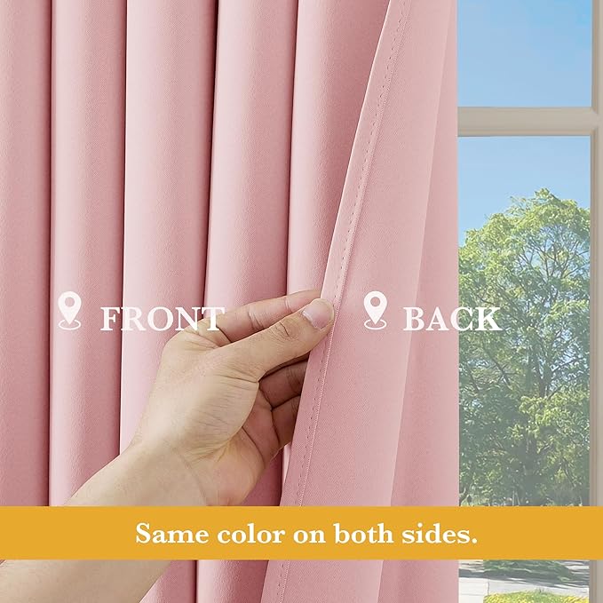RYB HOME Blackout Thermal Insulated Curtains, Portable Curtain for Sliding Glass Door/Storage/Space Room Divider, Large Window Treatment Room Divider Panel, W80 x L84, Pink, 1 Panel - Image 5